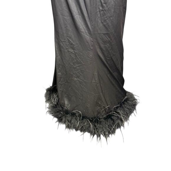 Hutch Black One Shoulder Midi Dress with Feathers Hem Size 6 Elegant Gown - Picture 8 of 10
